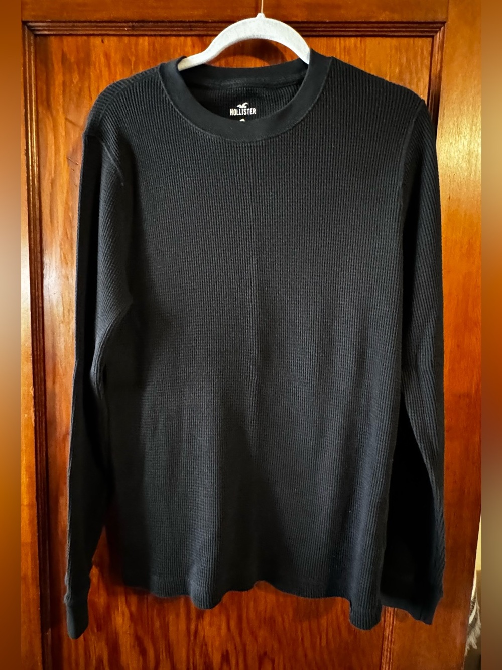 Hollister Black Waffle Thermal Crew Neck